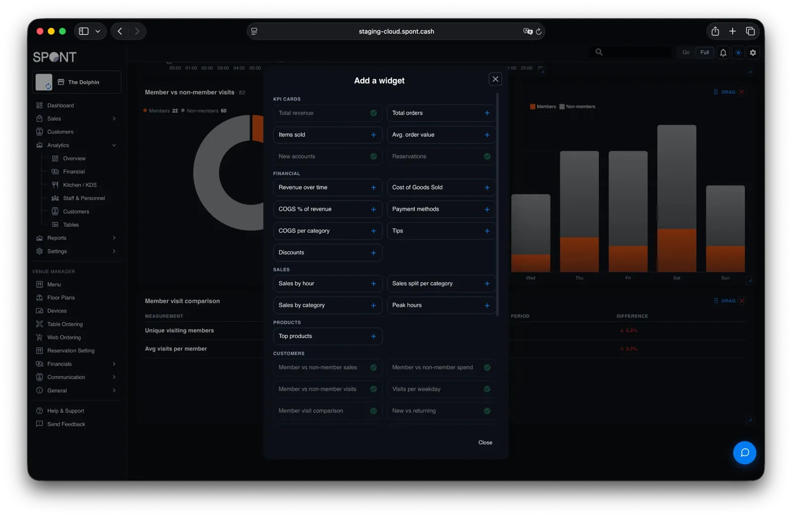 Spont 'Add a widget' catalogus met 25+ widgets
